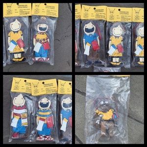 Vintage Personalizable Seven Family People Cat Hand-painted Wooden Ornaments